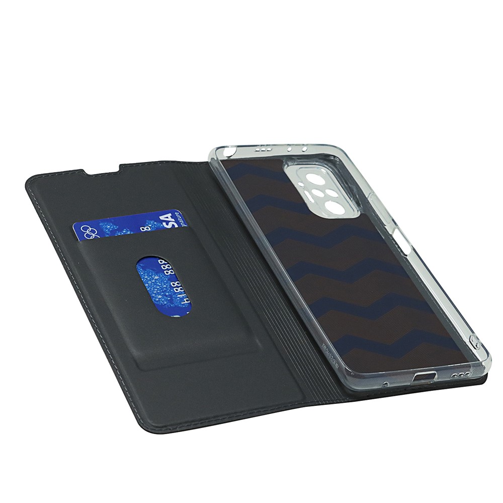 Full Protection PU Leather Auto-absorbed Phone Shell Stand Card Slot Case for Xiaomi Redmi Note 10 Pro - Black-6