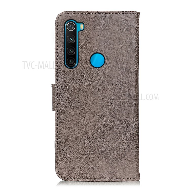 KHAZNEH PU Leather Wallet Stand Cell Phone Cover Case for Xiaomi Redmi Note 8 2021 - Grey-7