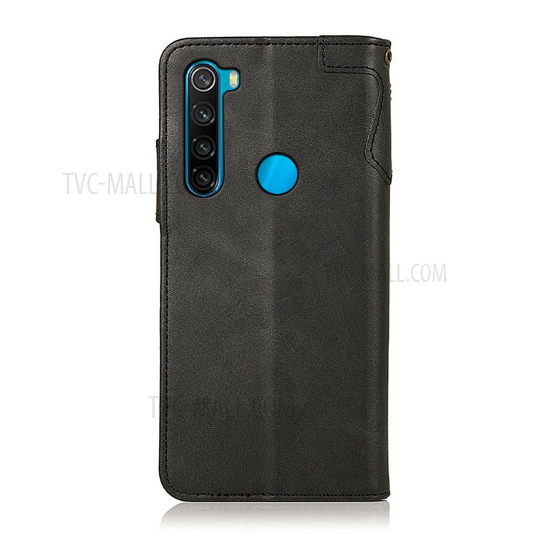 KHAZNEH PU Leather Wallet Stand Full Body Protection Phone Case with Strap for Xiaomi Redmi Note 8 2021 - Black-5