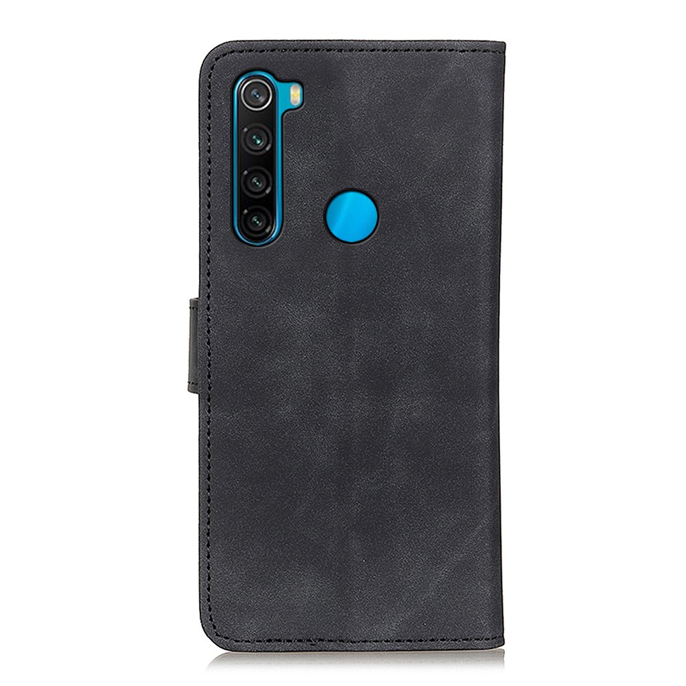 KHAZNEH Wallet Stand Design Vintage Style PU Leather Phone Case for Xiaomi Redmi Note 8 2021 - Black-6