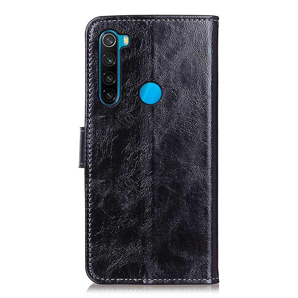 Crazy Horse Texture Full Protection Wallet Stand Cover Retro Style Leather Case for Xiaomi Redmi Note 8 2021 - Black-5