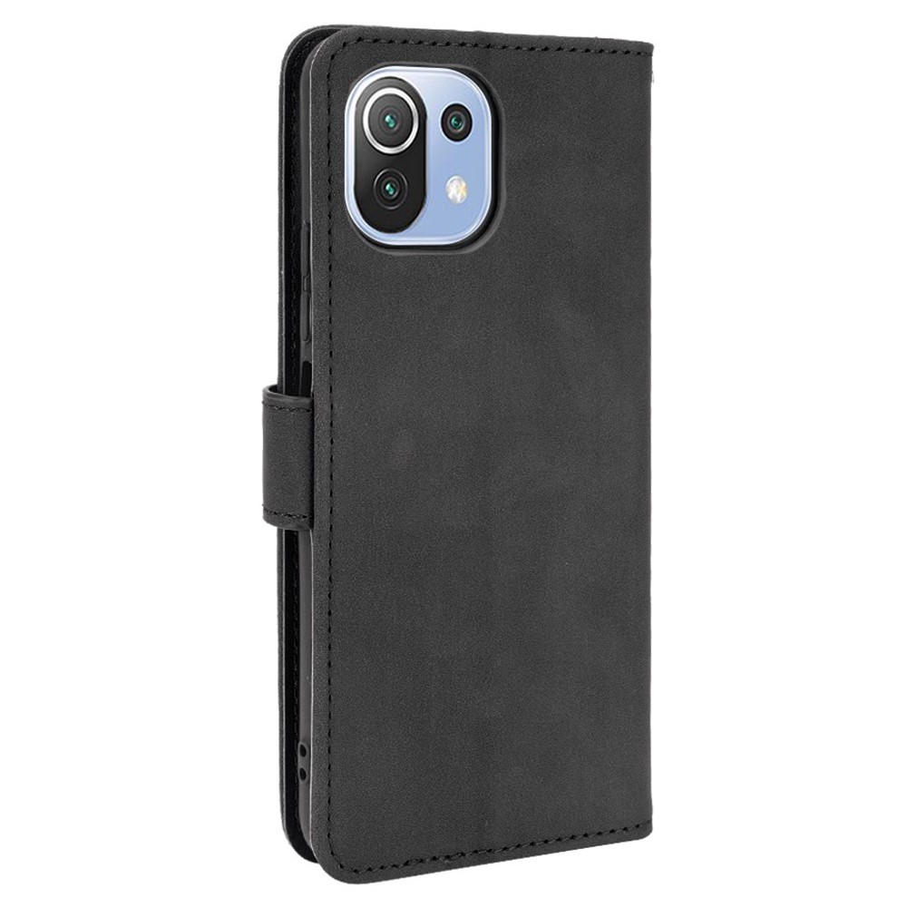 Silky Touch Leather Folio Flip Wallet Phone Cover Stand Case for Xiaomi Mi 11 Lite 4G/5G - Black-3