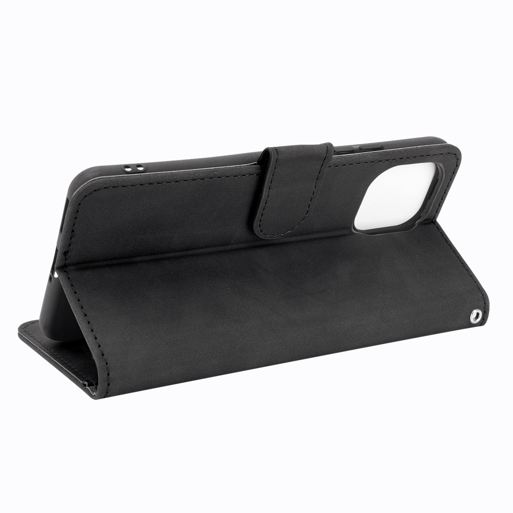 Silky Touch Leather Folio Flip Wallet Phone Cover Stand Case for Xiaomi Mi 11 Lite 4G/5G - Black-4