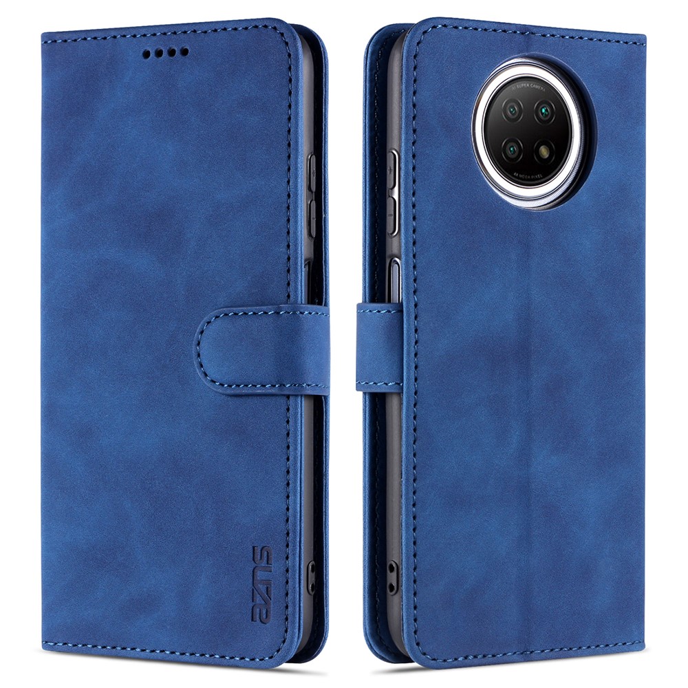 AZNS PU Leather Wallet Design All-round Protection Phone Cover Case with Stand for Xiaomi Redmi Note 9 5G/Note 9T 5G - Blue-1