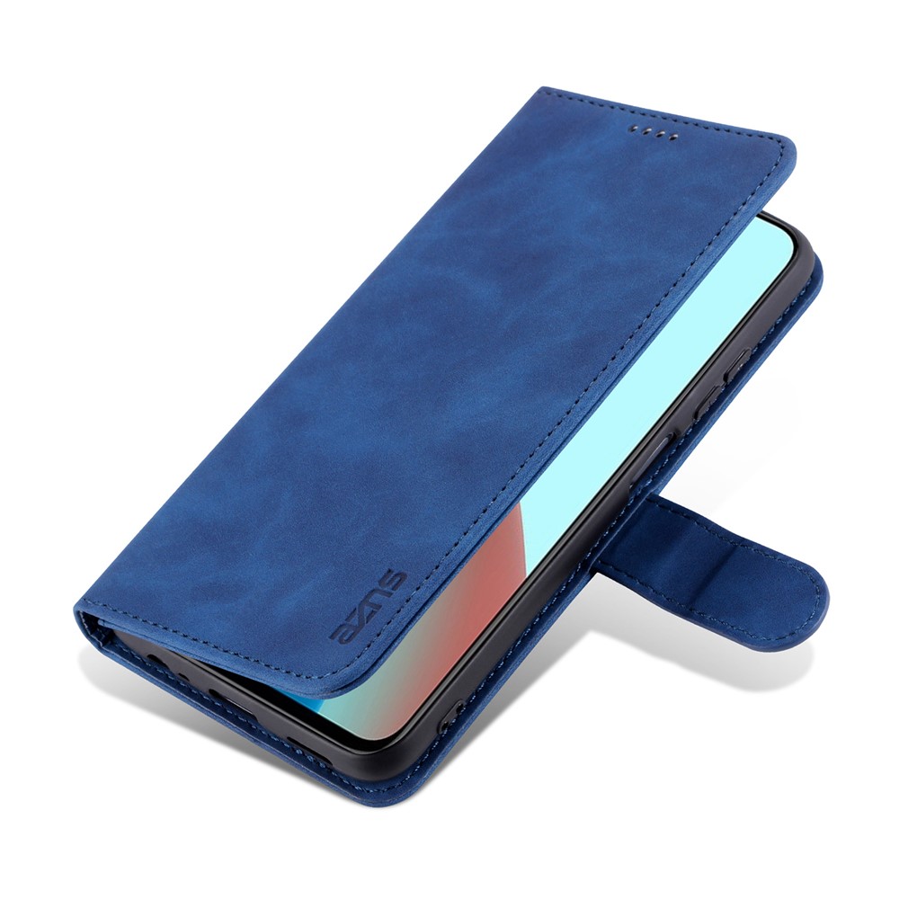 AZNS PU Leather Wallet Design All-round Protection Phone Cover Case with Stand for Xiaomi Redmi Note 9 5G/Note 9T 5G - Blue-10