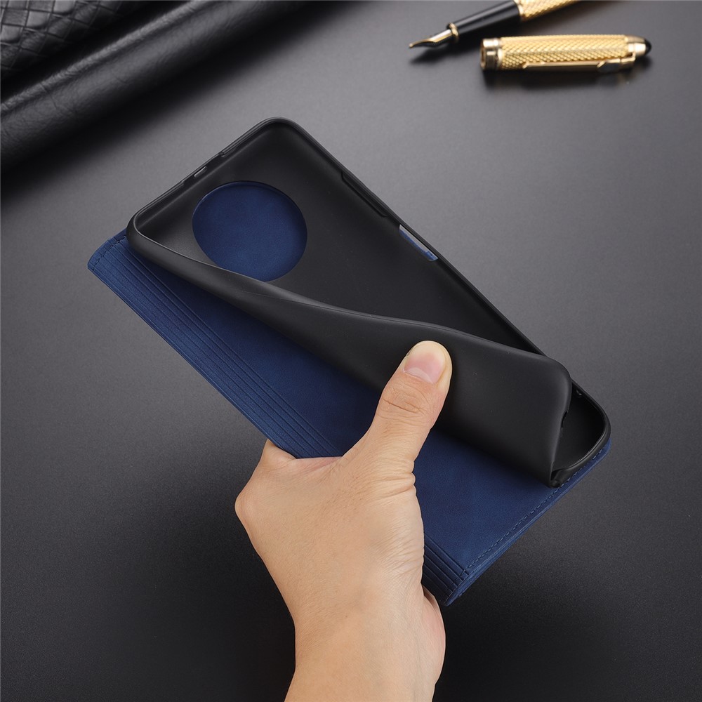 AZNS PU Leather Wallet Design All-round Protection Phone Cover Case with Stand for Xiaomi Redmi Note 9 5G/Note 9T 5G - Blue-11