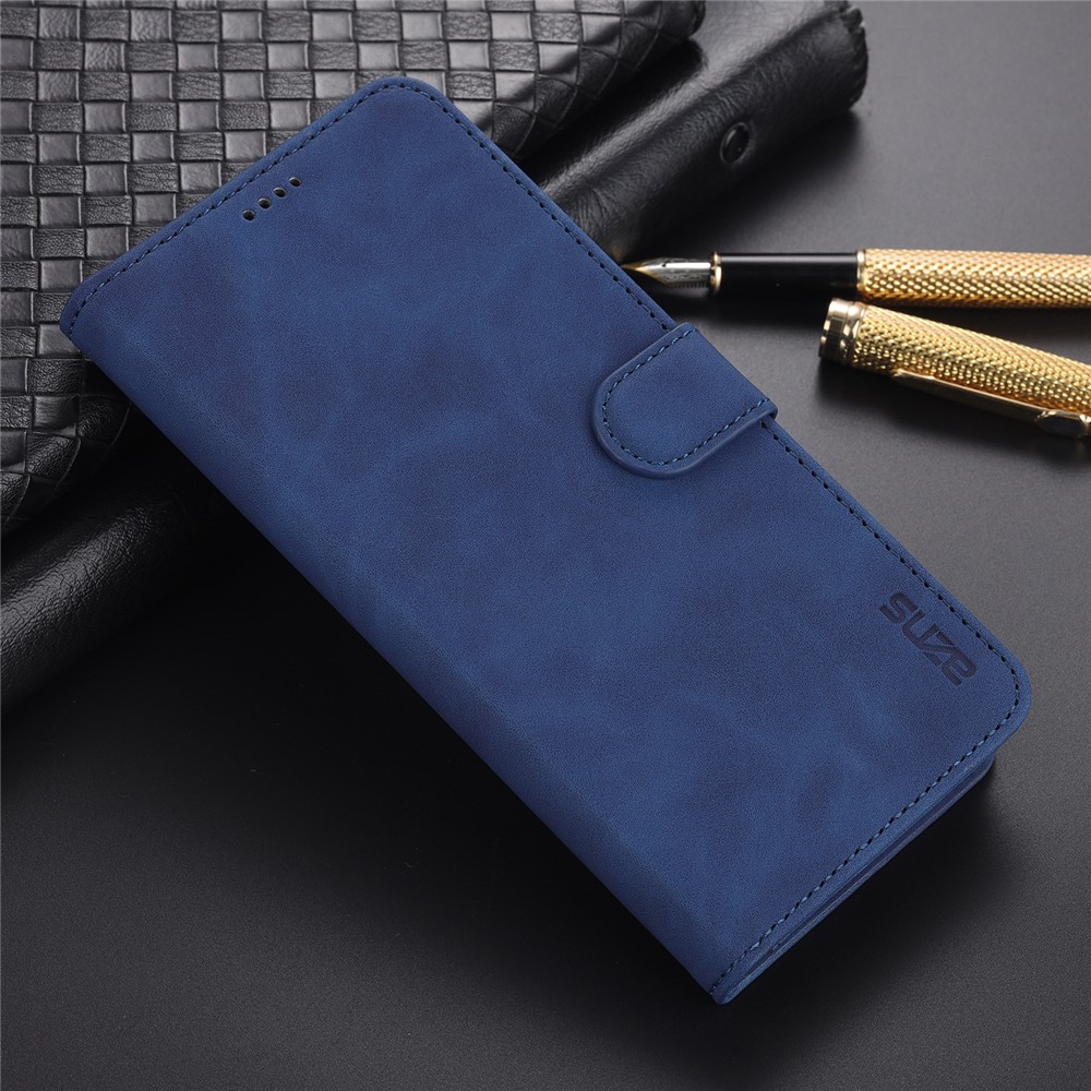 AZNS PU Leather Wallet Design All-round Protection Phone Cover Case with Stand for Xiaomi Redmi Note 9 5G/Note 9T 5G - Blue-2