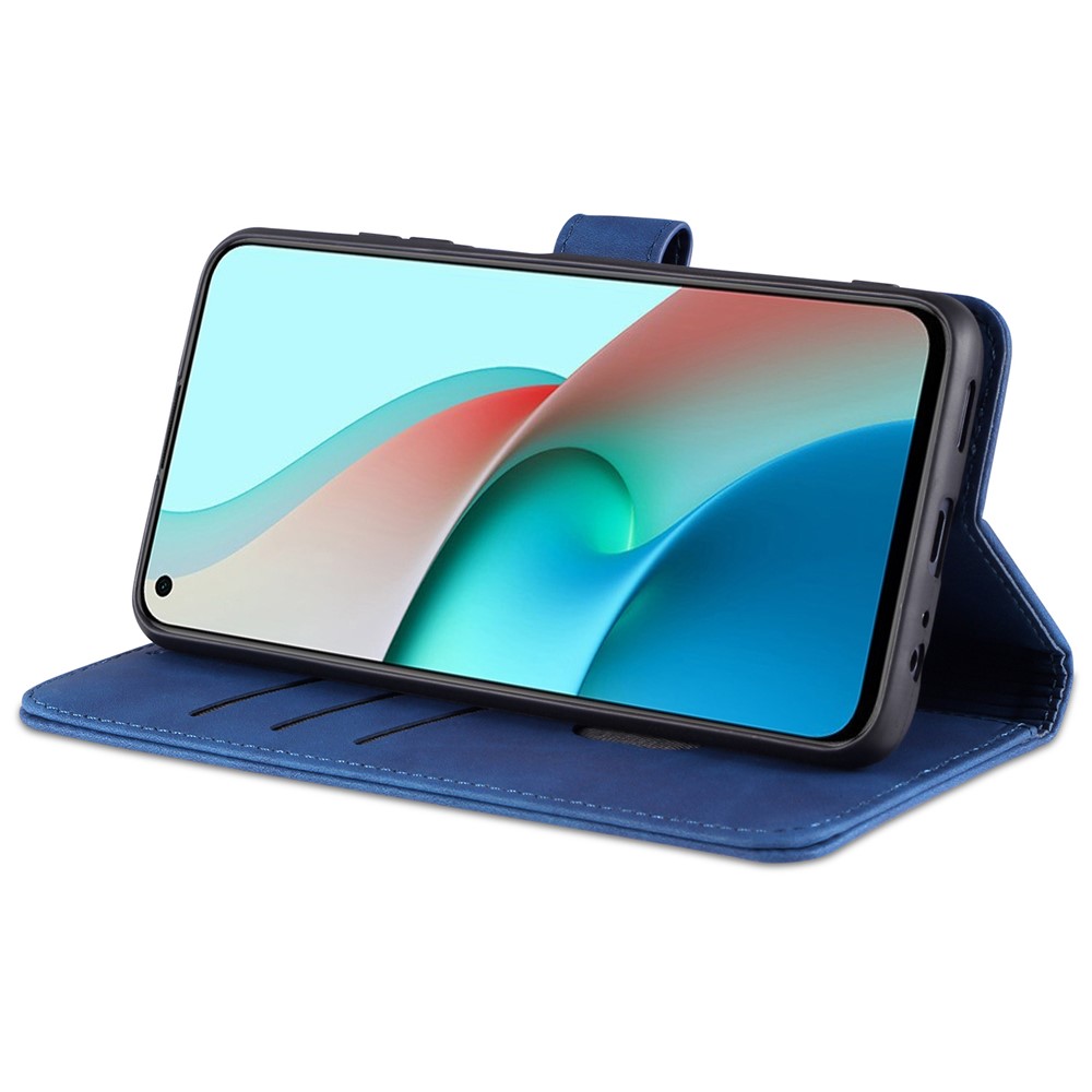 AZNS PU Leather Wallet Design All-round Protection Phone Cover Case with Stand for Xiaomi Redmi Note 9 5G/Note 9T 5G - Blue-3