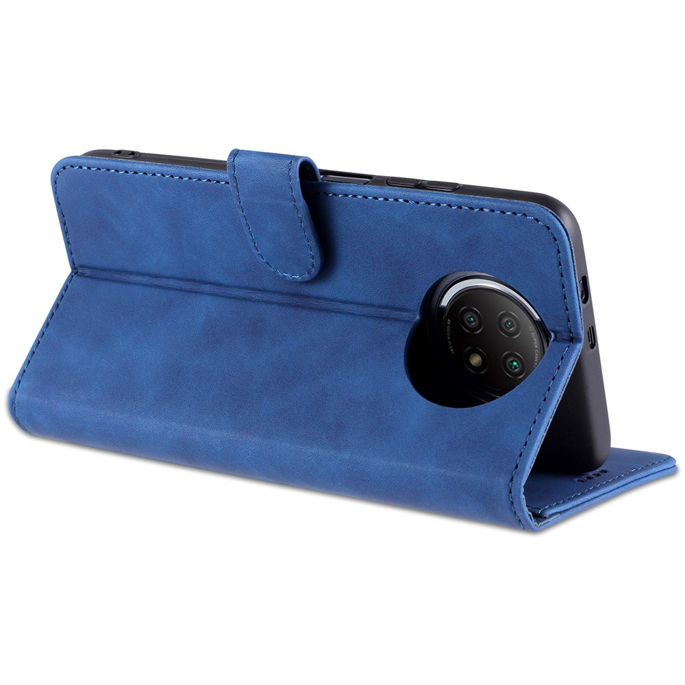 AZNS PU Leather Wallet Design All-round Protection Phone Cover Case with Stand for Xiaomi Redmi Note 9 5G/Note 9T 5G - Blue-4