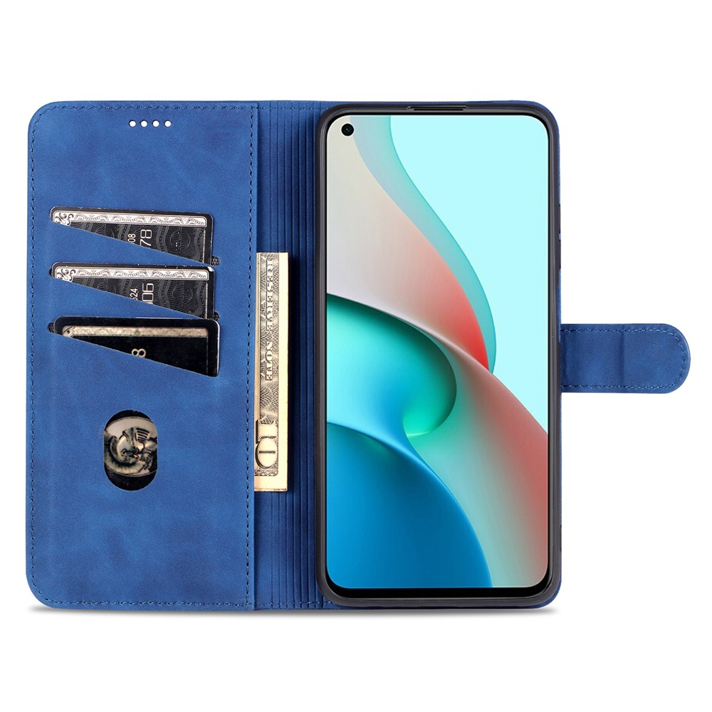 AZNS PU Leather Wallet Design All-round Protection Phone Cover Case with Stand for Xiaomi Redmi Note 9 5G/Note 9T 5G - Blue-5