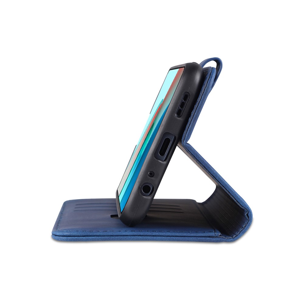 AZNS PU Leather Wallet Design All-round Protection Phone Cover Case with Stand for Xiaomi Redmi Note 9 5G/Note 9T 5G - Blue-7