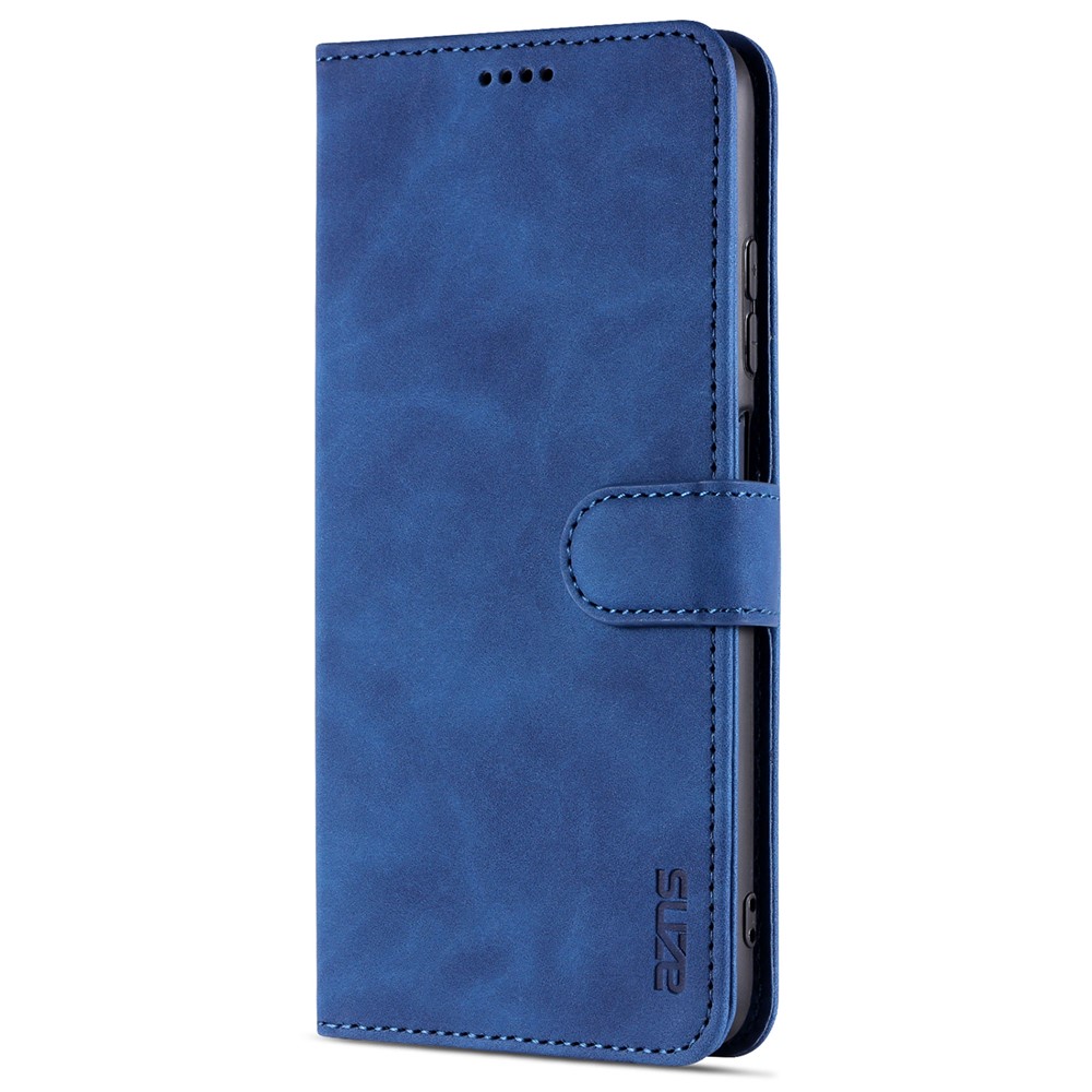AZNS PU Leather Wallet Design All-round Protection Phone Cover Case with Stand for Xiaomi Redmi Note 9 5G/Note 9T 5G - Blue-8