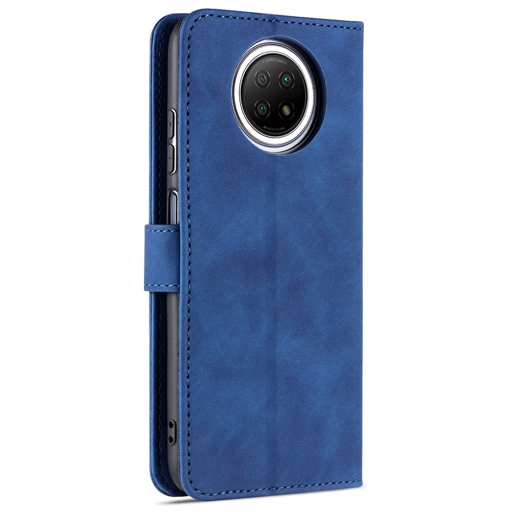 AZNS PU Leather Wallet Design All-round Protection Phone Cover Case with Stand for Xiaomi Redmi Note 9 5G/Note 9T 5G - Blue-9