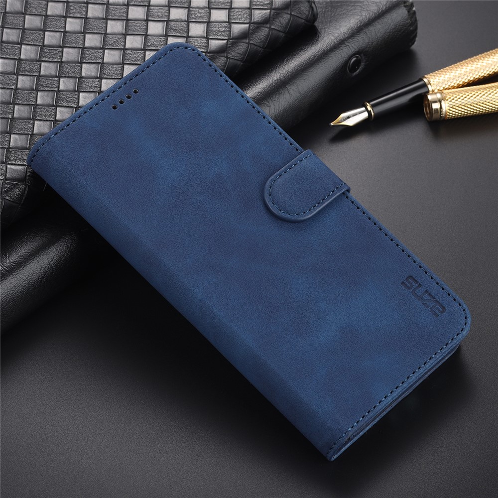 AZNS PU Carteira Carteira Design Proteção Proteção All-round Capa De Suporte De Telefone Para Xiaomi Redmi K40 / K40 Pro / mi 11i / Poco F3 - Azul