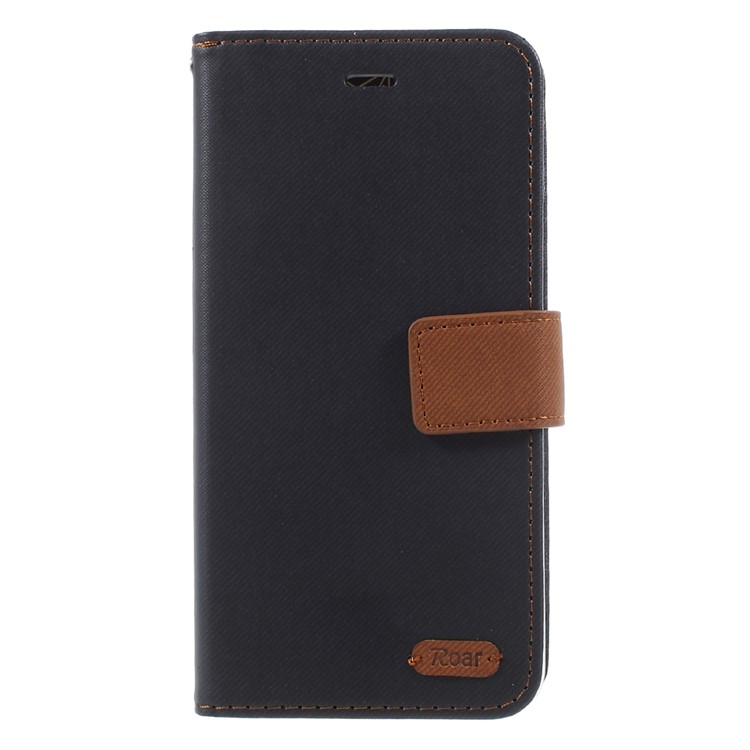 ROAR KOREA Twill Grain Leather Wallet Stand Mobile Cover for Xiaomi Redmi Note 4X - Black-3