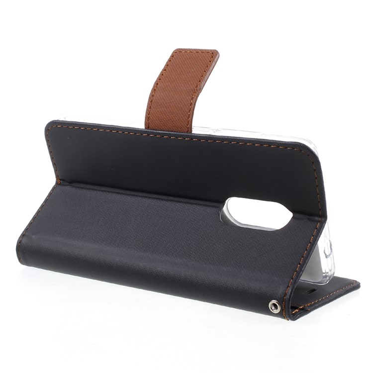 ROAR KOREA Twill Grain Leather Wallet Stand Mobile Cover for Xiaomi Redmi Note 4X - Black-5