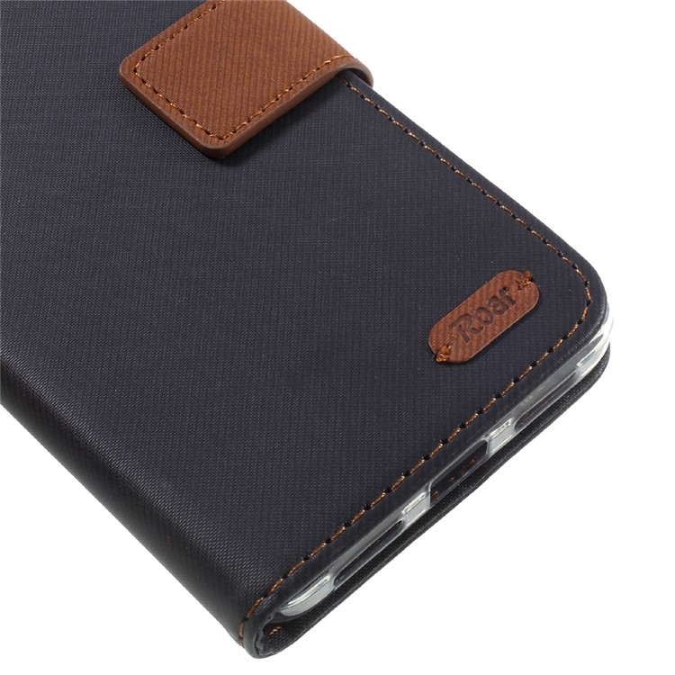 ROAR KOREA Twill Grain Leather Wallet Stand Mobile Cover for Xiaomi Redmi Note 4X - Black-7