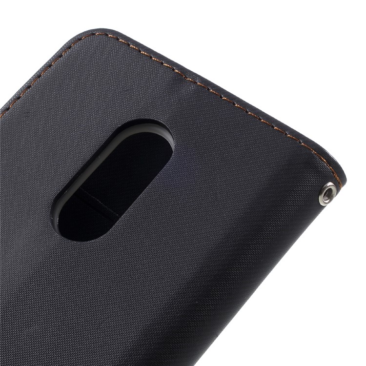 ROAR KOREA Twill Grain Leather Wallet Stand Mobile Cover for Xiaomi Redmi Note 4X - Black-8
