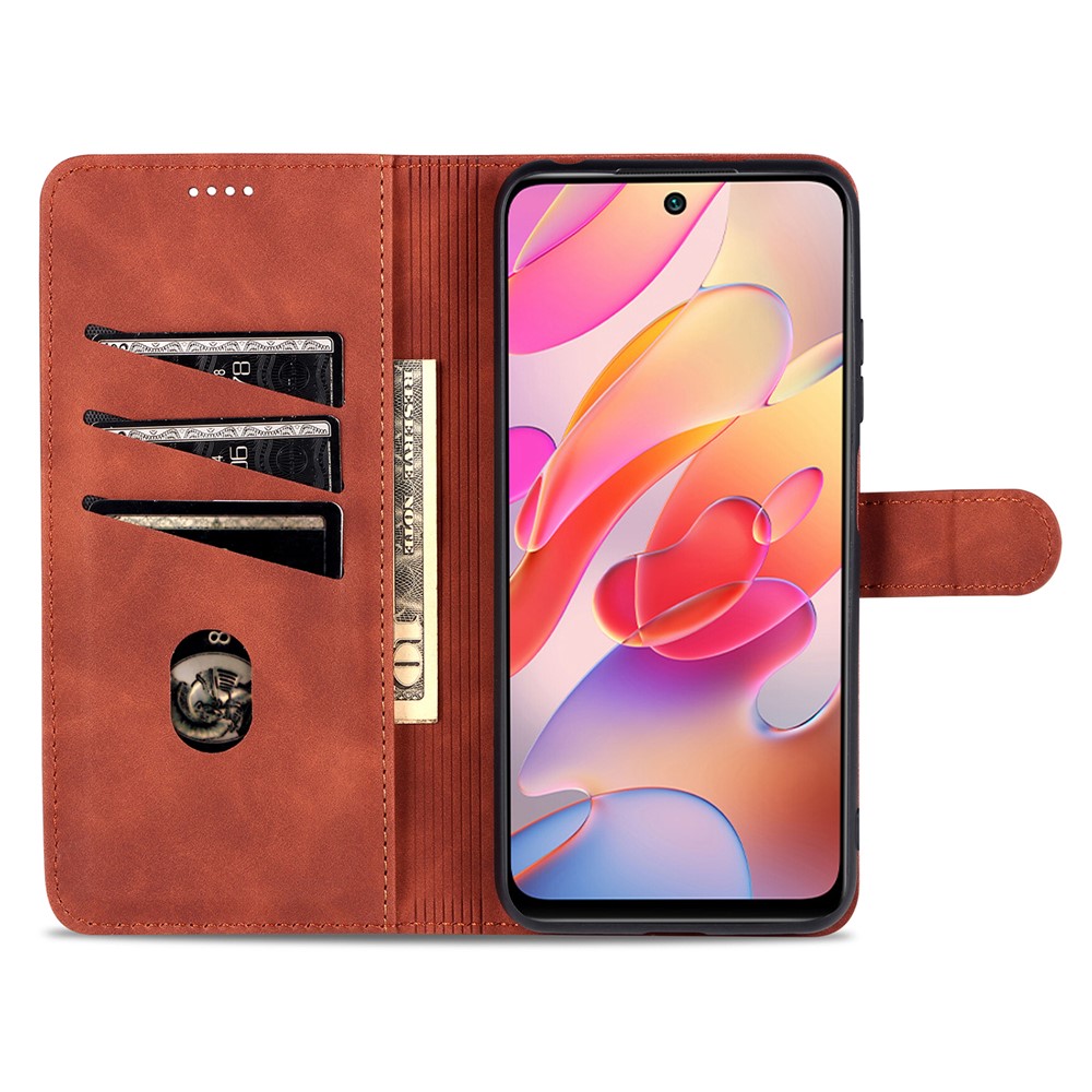 AZNS All-round Protection Wallet Design PU Leather Phone Stand Cover Case for Xiaomi Redmi Note 10 5G/Poco M3 Pro 4G/Poco M3 Pro 5G - Brown-5