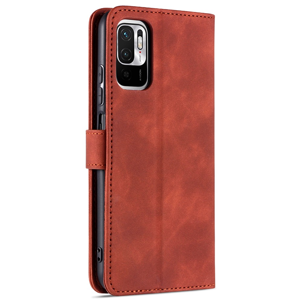 AZNS All-round Protection Wallet Design PU Leather Phone Stand Cover Case for Xiaomi Redmi Note 10 5G/Poco M3 Pro 4G/Poco M3 Pro 5G - Brown-9