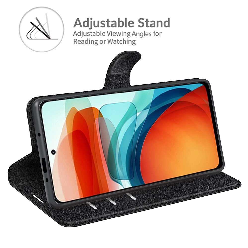 Litchi Texture Soft PU Leather Wallet Flip Shockproof Cover with Dual Magnetic Clasp for Xiaomi Redmi Note 10 Pro (China) / Poco X3 GT - Black-2
