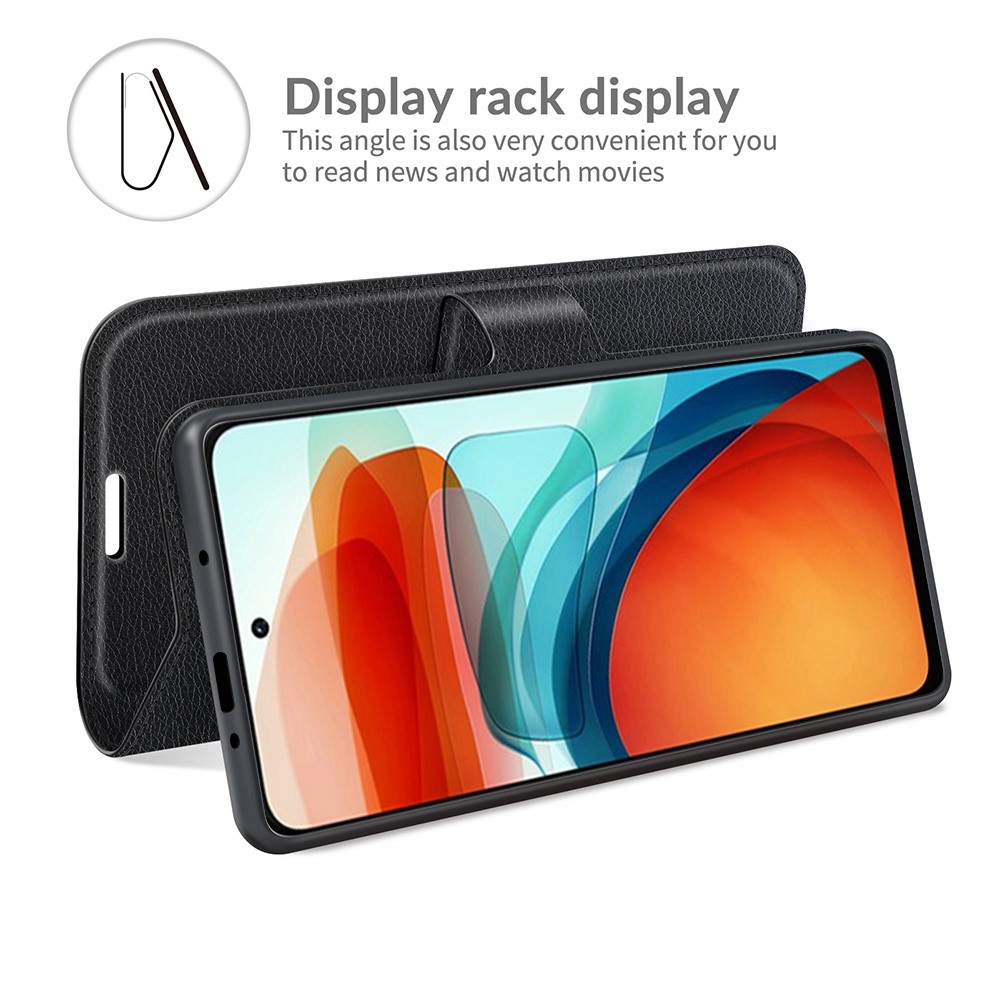 Litchi Texture Soft PU Leather Wallet Flip Shockproof Cover with Dual Magnetic Clasp for Xiaomi Redmi Note 10 Pro (China) / Poco X3 GT - Black-3