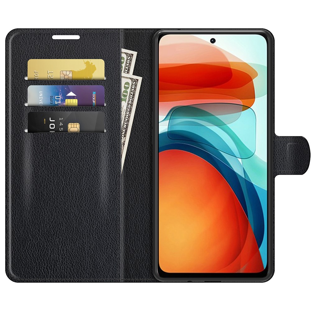 Litchi Texture Soft PU Leather Wallet Flip Shockproof Cover with Dual Magnetic Clasp for Xiaomi Redmi Note 10 Pro (China) / Poco X3 GT - Black-7