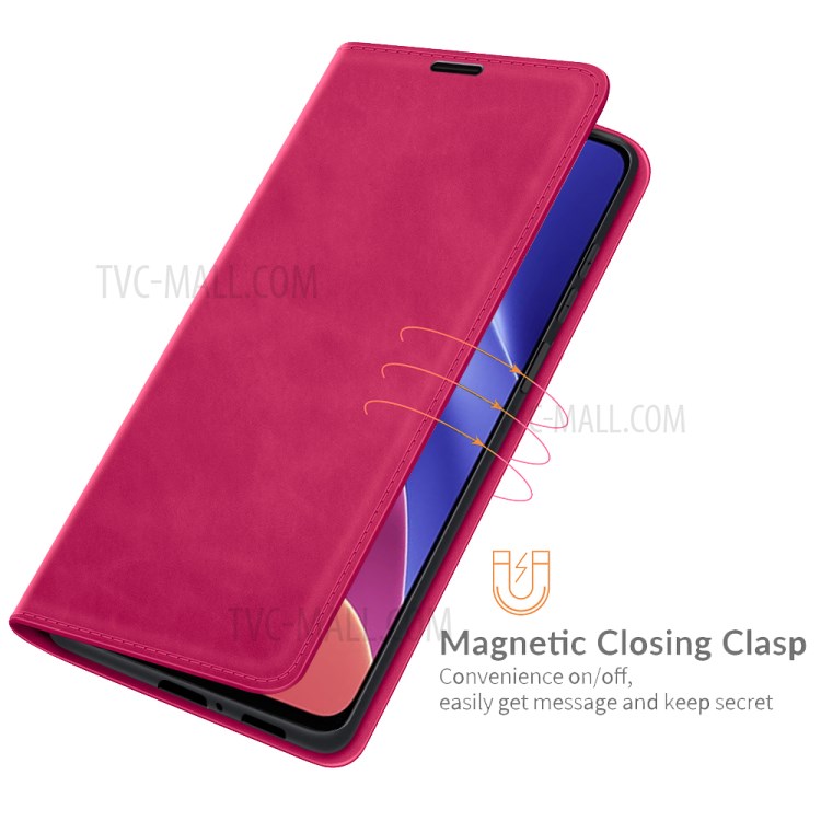 Strong Magnetic Attraction Leather Cover Folio Flip Protective Stand Case with Wallet for Xiaomi Redmi K40/K40 Pro/K40 Pro+/Poco F3/Mi 11i/Mi 11X/Mi 11X Pro - Rose-3