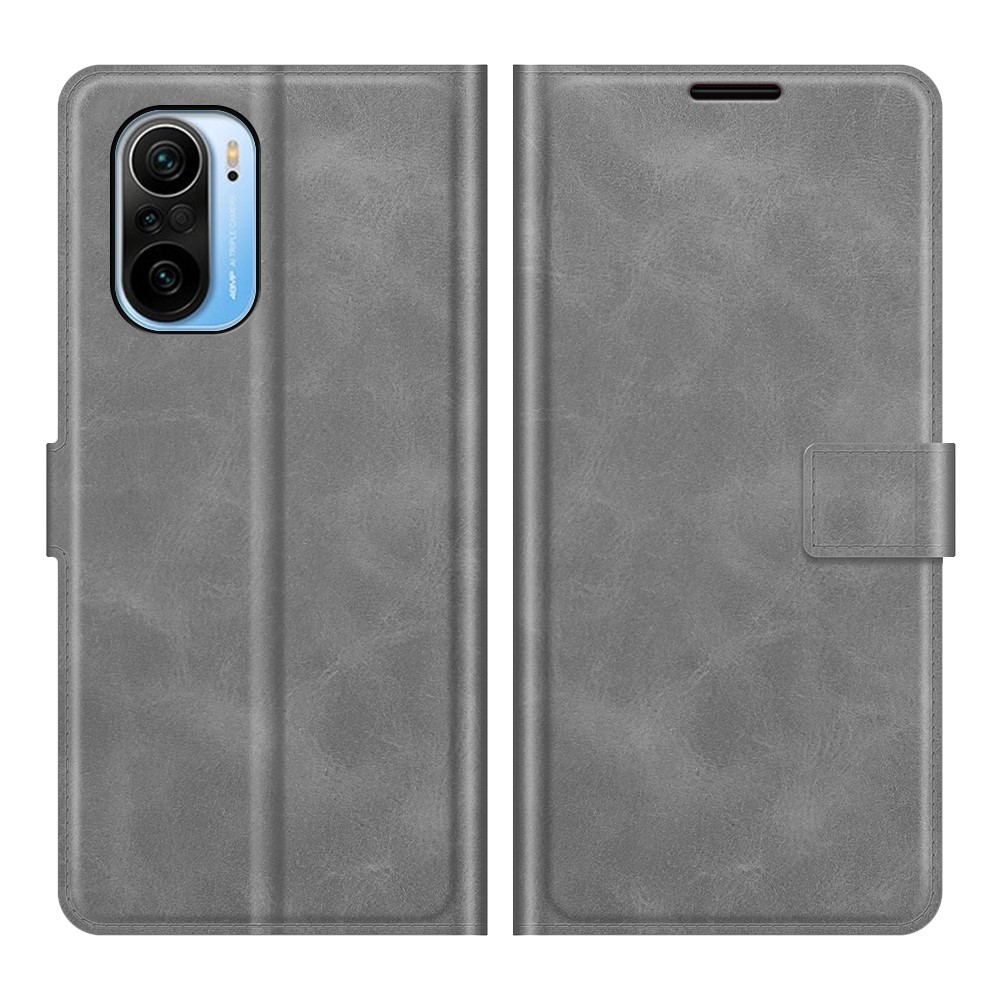 Smooth PU Leather Folio Flip Magnetic Stand Shockproof Case for Xiaomi Redmi K40/K40 Pro/K40 Pro+/Poco F3/Mi 11i/Mi 11X/Mi 11X Pro - Grey-1