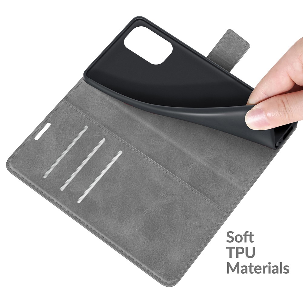 Smooth PU Leather Folio Flip Magnetic Stand Shockproof Case for Xiaomi Redmi K40/K40 Pro/K40 Pro+/Poco F3/Mi 11i/Mi 11X/Mi 11X Pro - Grey-4