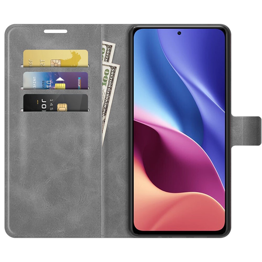 Smooth PU Leather Folio Flip Magnetic Stand Shockproof Case for Xiaomi Redmi K40/K40 Pro/K40 Pro+/Poco F3/Mi 11i/Mi 11X/Mi 11X Pro - Grey-7
