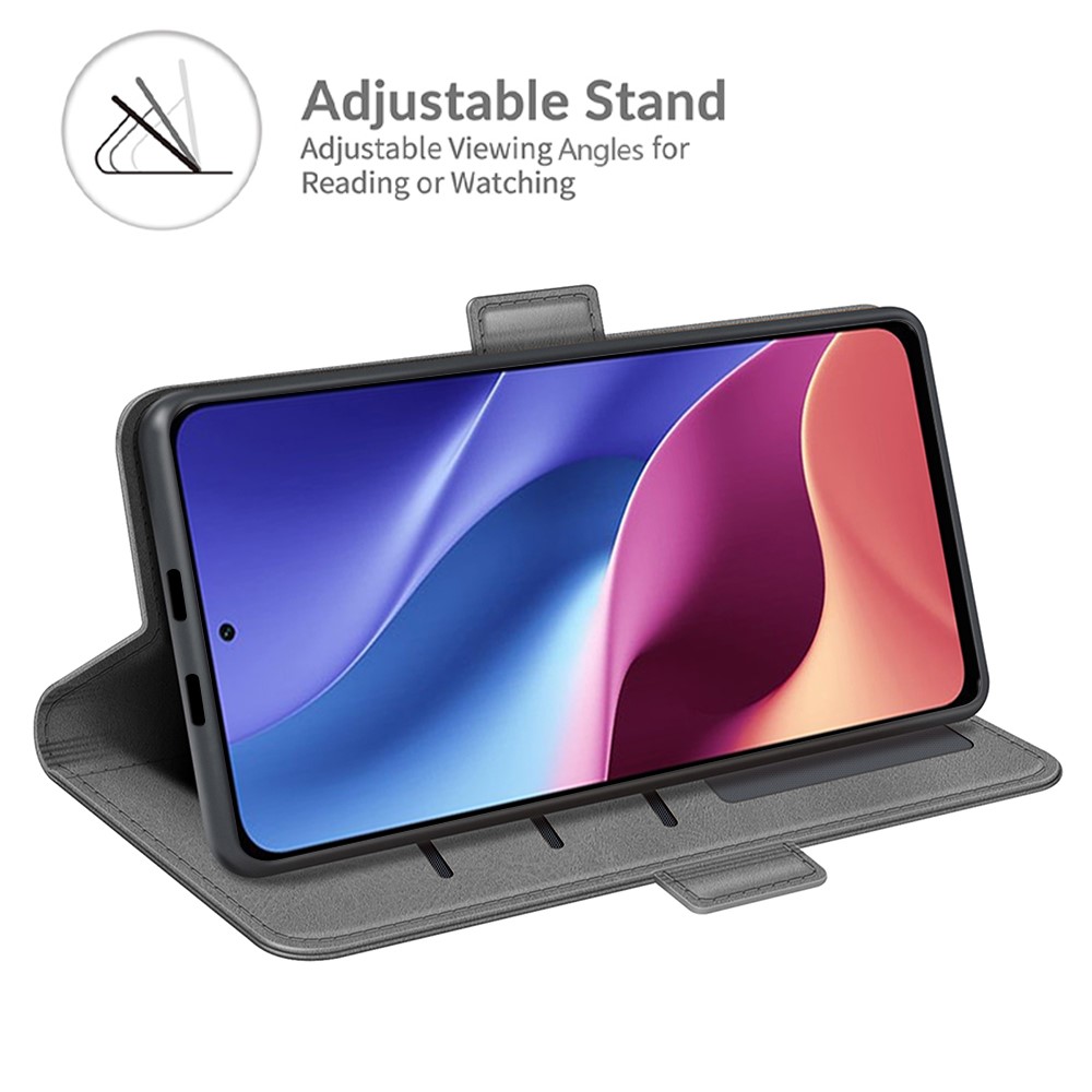 Magnetic Closing PU Leather Phone Case Shell with Wallet Stand for Xiaomi Redmi K40/K40 Pro/K40 Pro+/Poco F3/Mi 11i/Mi 11X/Mi 11X Pro - Grey-2