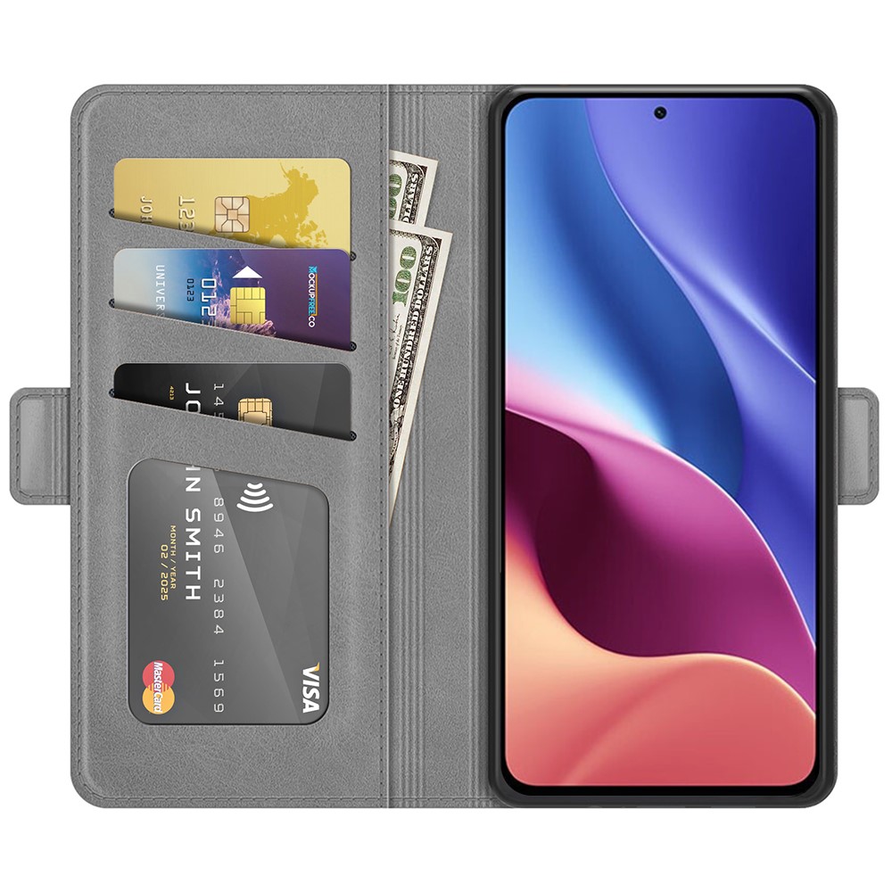 Magnetic Closing PU Leather Phone Case Shell with Wallet Stand for Xiaomi Redmi K40/K40 Pro/K40 Pro+/Poco F3/Mi 11i/Mi 11X/Mi 11X Pro - Grey-7