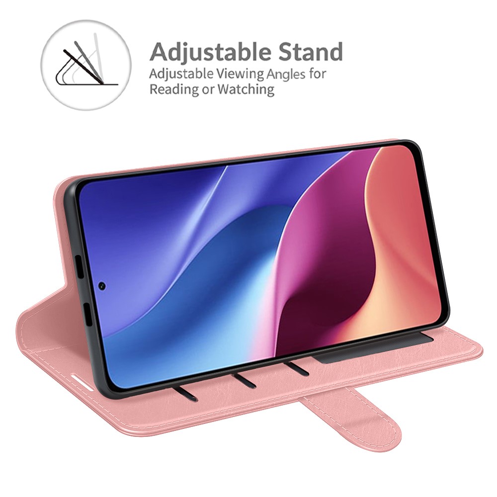 Crazy Horse Texture PU Leather Wallet Protective Case with Stand for Xiaomi Redmi K40/K40 Pro/K40 Pro+/Poco F3/Mi 11i/Mi 11X/Mi 11X Pro - Pink-2