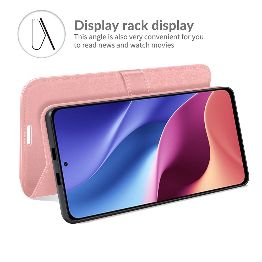 Crazy Horse Texture PU Leather Wallet Protective Case with Stand for Xiaomi Redmi K40/K40 Pro/K40 Pro+/Poco F3/Mi 11i/Mi 11X/Mi 11X Pro - Pink-3