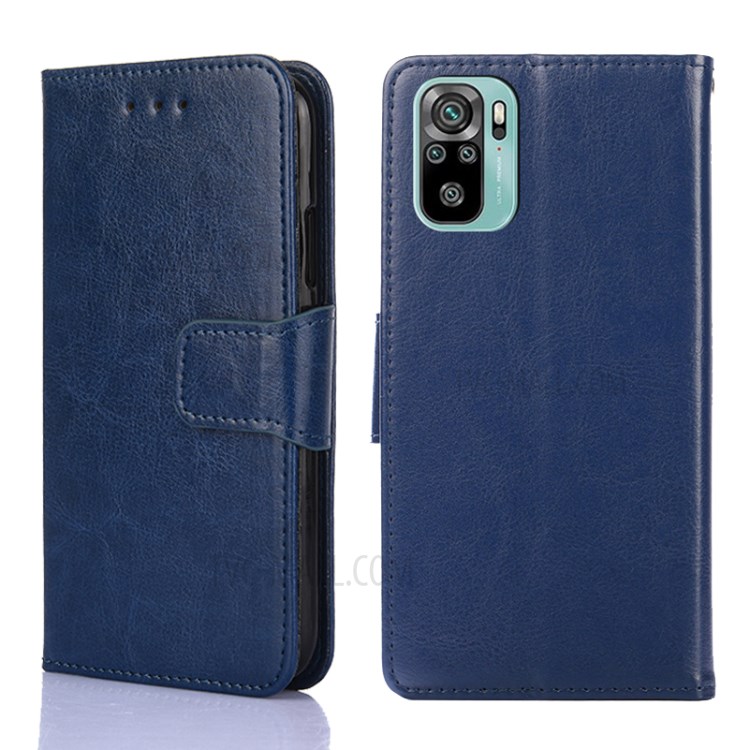 Wallet Stand Design PU Leather Phone Case Protector for Xiaomi Redmi Note 10 4G / Note 10S - Blue-1