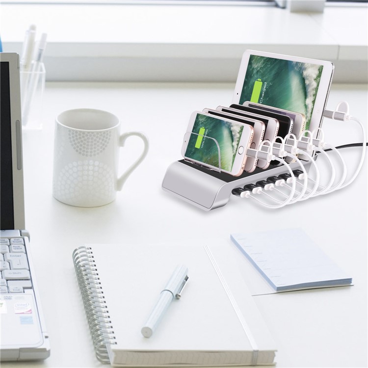 6 Portas Estação De Carregamento USB Dock Desktop Suporte De Carga Suporte Para Iphone Samsung LG - Preto / Plugue EU-11