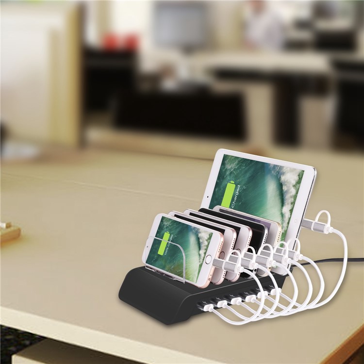 6 Portas Estação De Carregamento USB Dock Desktop Suporte De Carga Suporte Para Iphone Samsung LG - Preto / Plugue EU-12