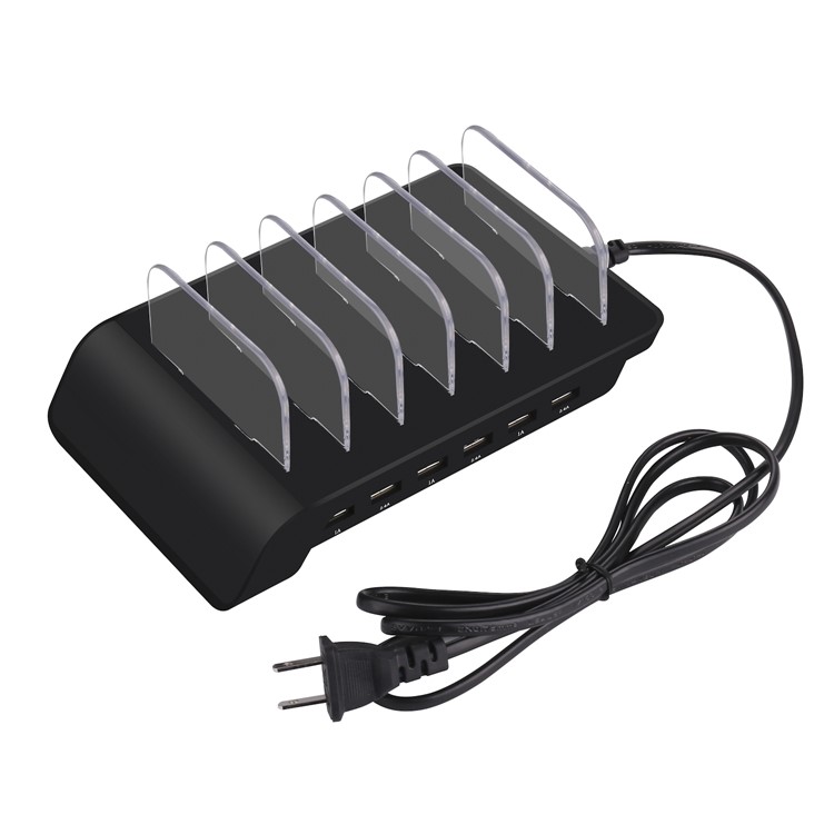 6 Portas Estação De Carregamento USB Dock Desktop Suporte De Carga Suporte Para Iphone Samsung LG - Preto / Plugue EU-6