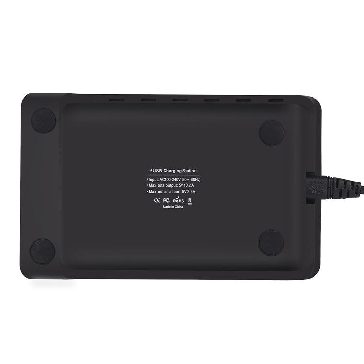 6 Portas Estação De Carregamento USB Dock Desktop Suporte De Carga Suporte Para Iphone Samsung LG - Preto / Plugue EU-7