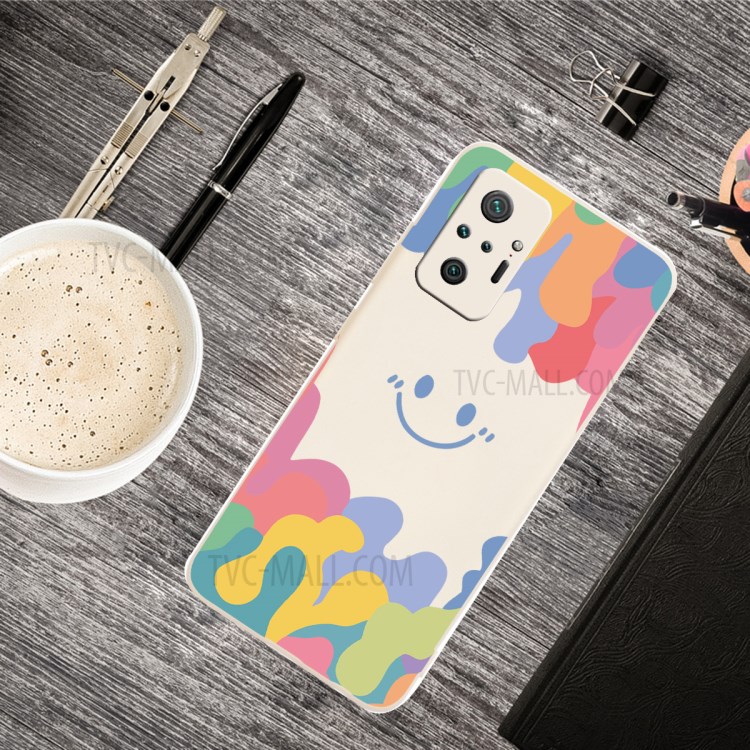 Flexible Liquid Silicone Smiling Face Pattern Printing Phone Cover Shell for Xiaomi Redmi Note 10 Pro/Note 10 Pro Max - Beige-6