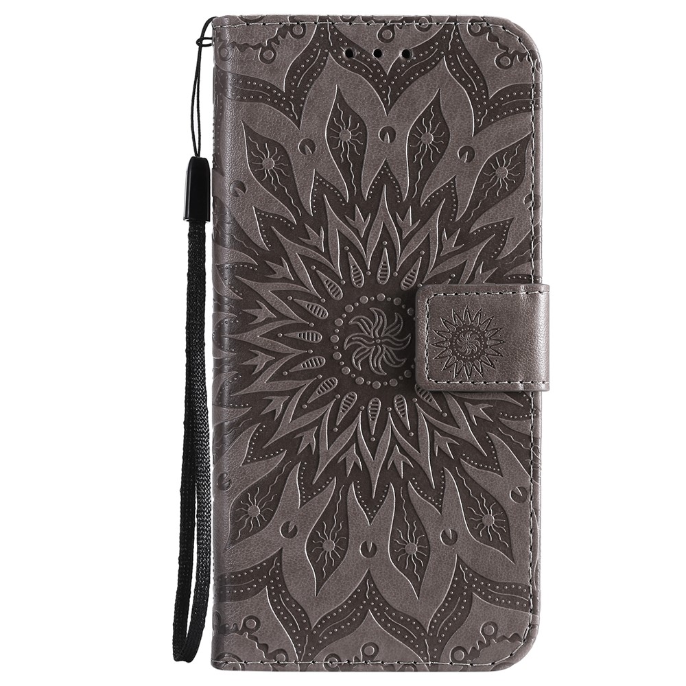 Full Protective Sun Imprint PU Leather Wallet Stand Cover for Xiaomi Redmi Note 10 4G/10S - Grey-2