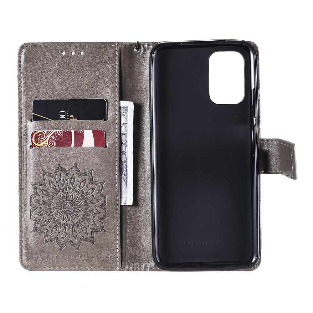 Full Protective Sun Imprint PU Leather Wallet Stand Cover for Xiaomi Redmi Note 10 4G/10S - Grey-4