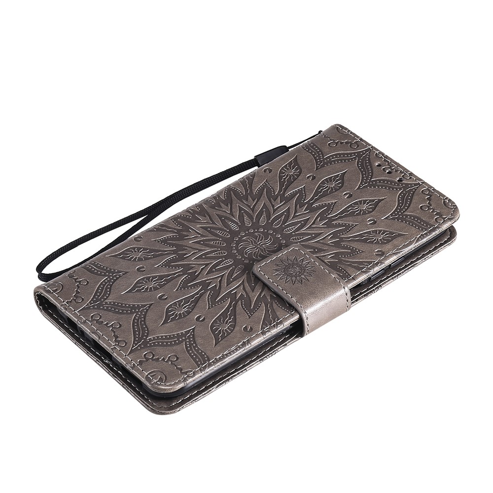 Full Protective Sun Imprint PU Leather Wallet Stand Cover for Xiaomi Redmi Note 10 4G/10S - Grey-7