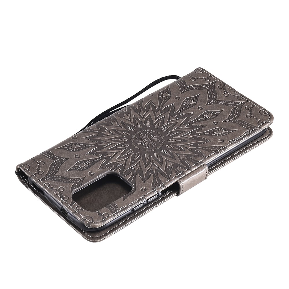 Full Protective Sun Imprint PU Leather Wallet Stand Cover for Xiaomi Redmi Note 10 4G/10S - Grey-8