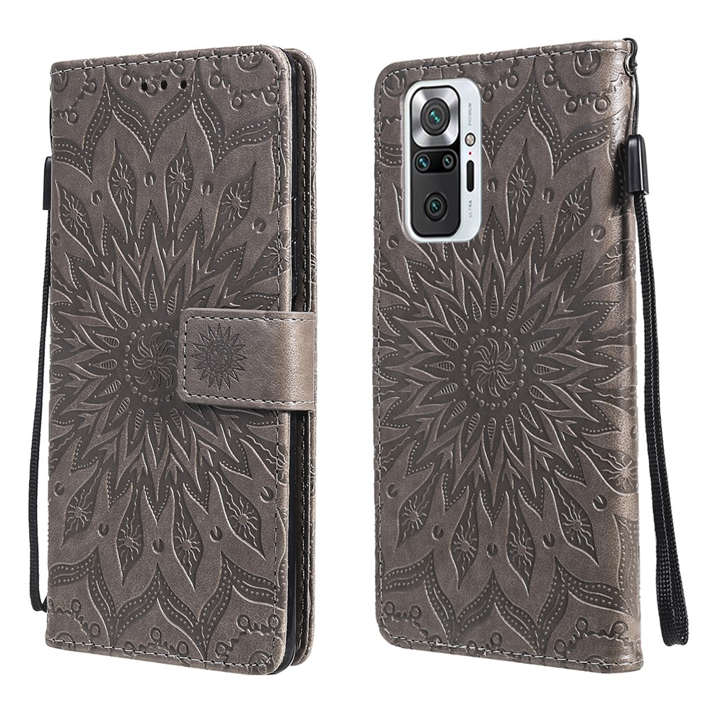 Sun Imprint PU Leather Well-protected Wallet Stand Cover for Xiaomi Redmi Note 10 Pro/10 Pro Max - Grey-1