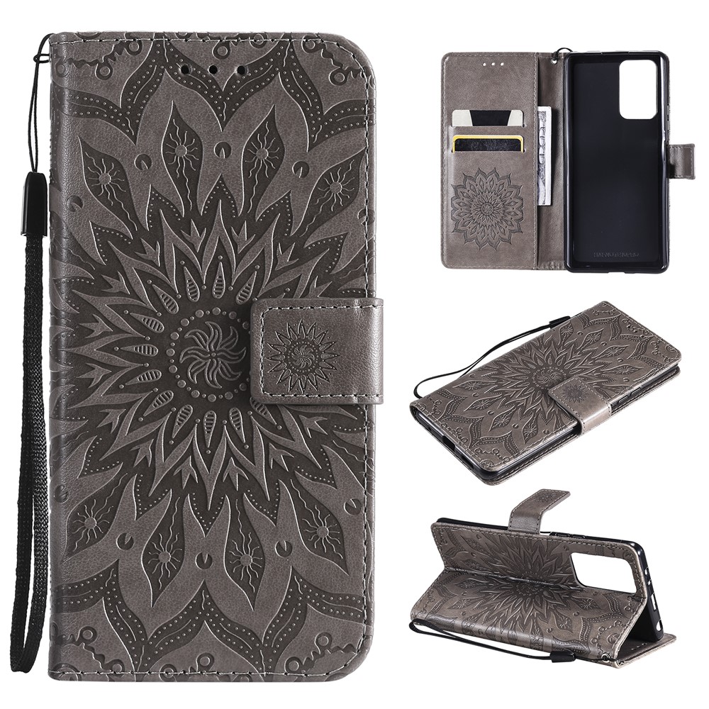 Sun Imprint PU Leather Well-protected Wallet Stand Cover for Xiaomi Redmi Note 10 Pro/10 Pro Max - Grey-10