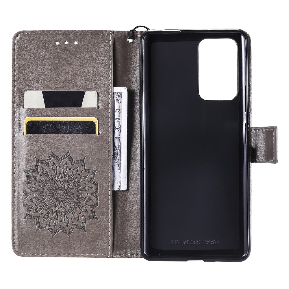 Sun Imprint PU Leather Well-protected Wallet Stand Cover for Xiaomi Redmi Note 10 Pro/10 Pro Max - Grey-4