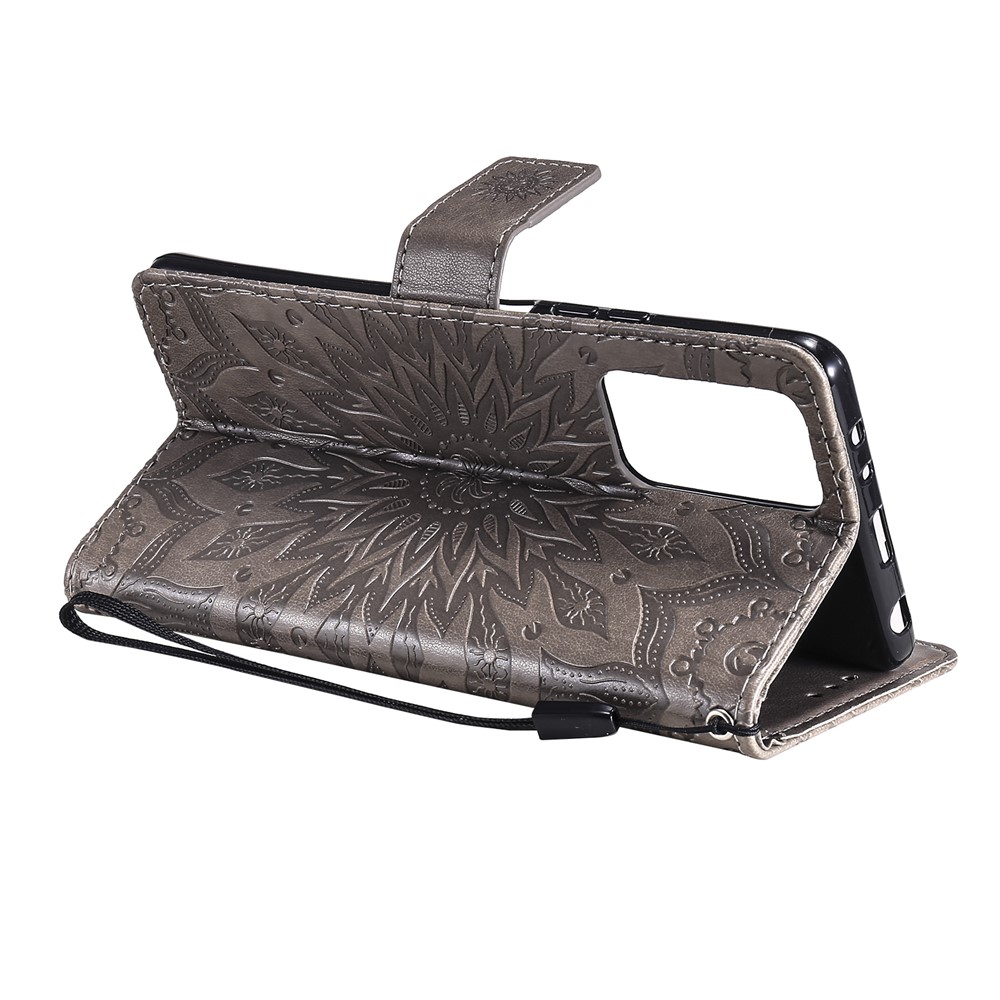 Sun Imprint PU Leather Well-protected Wallet Stand Cover for Xiaomi Redmi Note 10 Pro/10 Pro Max - Grey-5