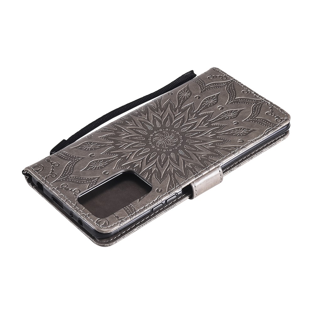 Sun Imprint PU Leather Well-protected Wallet Stand Cover for Xiaomi Redmi Note 10 Pro/10 Pro Max - Grey-8